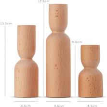 Gizemli Home Natural Wooden Sanatsal / Art 3 Lü Şamdan Set