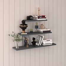 Asra Trend Doğal Modern Organizer Düzenleyici Dekoratif  Kitaplık Banyo Mutfak 3'lü Duvar Rafı