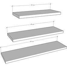 Asra Trend Doğal Modern Organizer Düzenleyici Dekoratif  Kitaplık Banyo Mutfak 3'lü Duvar Rafı