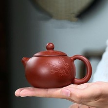 140 ml Yixing Mor Kil Xishi Çaydanlıklar El Yapımı Oyma Çay Potu Ünlü Ham Cevheri Dahongpao Su Isıtıcısı Çin Teaware Özelleştirilmiş | Çaydanlıklar