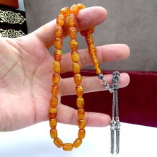 Tesbih Rüyası Tamamı Kalem Işçilikli Eskitme Model Kehribar Tesbih