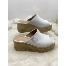 Çiğdem Kundura Bls Deri Beyaz Dolgu Topuk Terlik - Beyaz - 38 - ST00325-BEYAZ-38