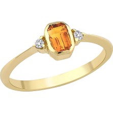 İryum 0.29 Karat Baget Citrin 0.03 Karat Pırlanta Yüzük