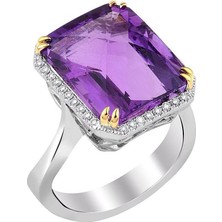 İryum 0.19 Karat Pırlantalı Ametist Yüzük PY1494-1