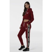 Bpm Siksilk Crop Bordo Kapşonlu Bayan Sweatshirt