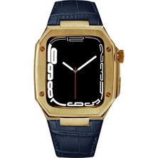 AktarMobile Apple Watch 6 44 mm Uyumlu Modifikasyon Kiti Hublot Tasarım Paslanmaz Çelik Kasa & Deri Kordon