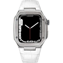 AktarMobile Apple Watch 4 44 mm Uyumlu Modifikasyon Kiti Hublot Tasarım Paslanmaz Çelik Kasa & Deri Kordon