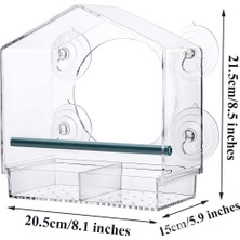 Pencereli Kuş Besleyiciler, Sürgülü Tohum Tutuculu ve 4 Ekstra Güçlü Vantuzlu Dış Mekan Büyük Kuş Evi, Temizlemesi Kolay