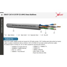 Erat EDC-250C6ULHG-305 305 mt U/utp Cat6 LS0H - Helojen Free Gri 250MHZ 23AWG %100 Bakır