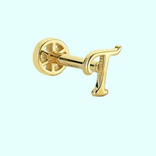Sembol Gold Altın Piercing -T- Harf 14 Ayar Tragus