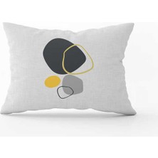 Cango Home Gri Sarı Dekoratif Modern Soyut Desenli Dijital Baskılı Kırlent Yastık Kılıfı  CGH713-3550 Çift Tarafı Baskılı