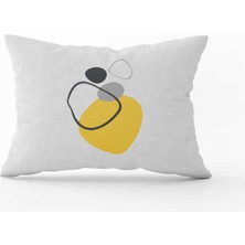 Cango Home Gri Sarı Dekoratif Modern Soyut Desenli Dijital Baskılı Kırlent Yastık Kılıfı  CGH714-3550 Çift Tarafı Baskılı