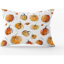 Cango Home Turuncu Halloween Balkabağı Desenli Dijital Baskılı Kırlent Kılıfı CGH753-3550 Çift Tarafı Baskılı