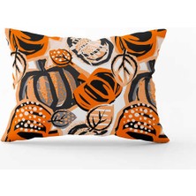 Cango Home Turuncu Halloween Balkabağı Desenli Dijital Baskılı Kırlent Kılıfı CGH755-3550 Çift Tarafı Baskılı