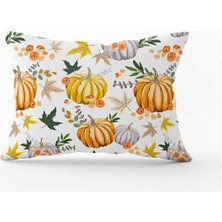 Cango Home Turuncu Halloween Balkabağı Desenli Dijital Baskılı Kırlent Kılıfı CGH767-3550 Çift Tarafı Baskılı