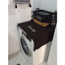 Vegüba Laundry Baskılı Çamaşır Makine Örtüsü Siyah Örtü