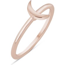 Diamine Altın Rose Renk Minimal Hilal Yüzük
