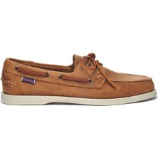 Sebago Docksides Portland  Erkek Crazy Horse Deri Günlük Ayakkabı Bağcıklı Kahverengi Taban Düz