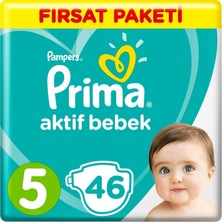 Prima Bebek Bezi Aktif Bebek Fırsat Paketi 5 Beden 46 Adet