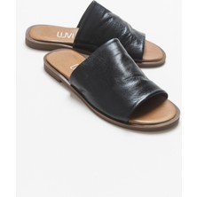 Luvi Clau Siyah Kadın Deri Terlik