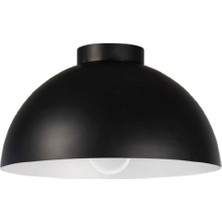Mylights  40 cm Plofonyer Tavan Avize Metal Avize 40 cm  Siyah Içi Beyaz