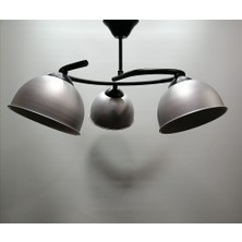 Mylights  Gri Başlıklı Metal Avize  Üçlü Avize