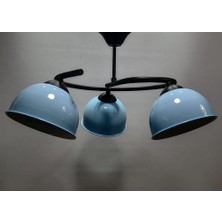 Mylights Üçlü Metal  Mavi Başlıklı Avize  Spor Avize