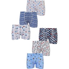 Tutku Elastan Desenli Emprime Erkek Çocuk Boxer 6'lı Paket