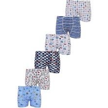 Tutku Elastan Desenli Emprime Erkek Çocuk Boxer 6'lı Paket