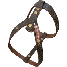 Balkonda Köpek göğüs tasması deri küçük ırk kahverengi kalınlık:4mm göğüs ölçüsü:25-55cm ayarlamalı dog harness GT1-3