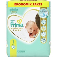 Prima Bebek Bezi Premium Care 1 Beden Yenidoğan, Ekonomik Paket, 70 Adet