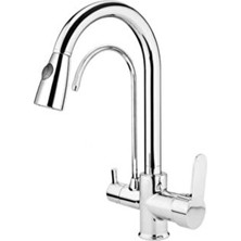 3yollu Spiralli Mutfak Evye Bataryası Krom