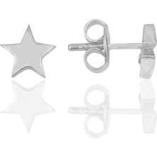 Söğütlü Silver Gümüş Rodyumlu  Üç Boyutlu Yıldız Küpe