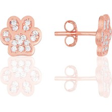 Söğütlü Silver Gümüş Rose Zirkon Taşlı Pati Küpe