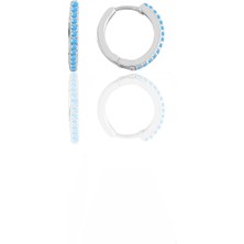 Söğütlü Silver Gümüş Rodyumlu Turkuaz Taşlı 12 mm Halka Küpe