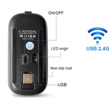 Microcase 1600 Dpı Şarj Edilebilir 2.4 Ghz Rgb Işık Çift Modlu Bluetooth Mouse - AL2767 Siyah