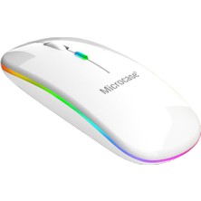 Microcase 1600 Dpı Şarj Edilebilir 2.4 Ghz Rgb Işık Çift Modlu Bluetooth Mouse - AL2767 Beyaz
