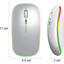 Microcase 1600 Dpı Şarj Edilebilir 2.4 Ghz Rgb Işık Çift Modlu Bluetooth Mouse - AL2767 Beyaz