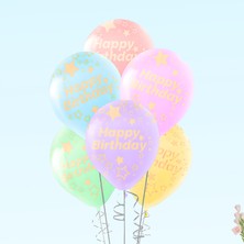 Süsle Bebek ve Parti Happy Birthday Makaron Çok Renkli Balon, 30CM x 8 Adet