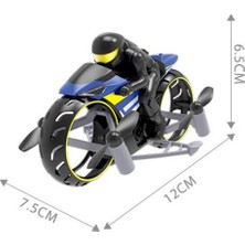 Sanlindou Yeni Rc Motosiklet Amfibi Uzaktan Kumanda Dört Aks Uav Bir Anahtar Rulo Işık Uçak Modeli Rc Motosikletler (Mavi)