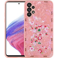 noktaks - Samsung Galaxy A13 4G - Kılıf Desenli Sert Silikon Mumila Kapak - Pink Mouse - T23357