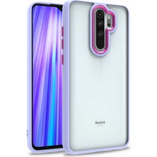 Kzy Xiaomi Redmi Note 8 Pro Kapak Metal Kamera Korumalı Arkası Şeffaf Silikon Kılıf - Lila