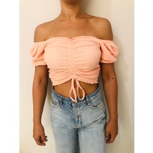 Ayfaa Butik Pembe Crop Bluz