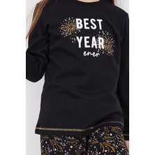 Arnetta Best Year Energy Siyah Kız Çocuk Uzun Kol Pijama Takım