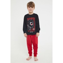 Marvel Spider-Man Lisanslı Be Amazing Siyah Erkek Çocuk Uzun Kol Pijama Takım