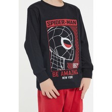 Marvel Spider-Man Lisanslı Be Amazing Siyah Erkek Çocuk Uzun Kol Pijama Takım
