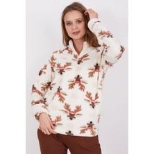 Arnetta Deer Krem Kadın Uzun Kol Pijama Takım