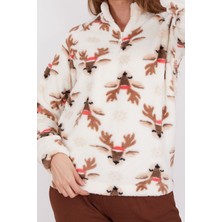 Arnetta Deer Krem Kadın Uzun Kol Pijama Takım