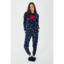 Arnetta Shine Lacivert Kadın Uzun Kol Pijama Takım