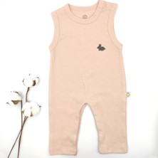 Bebek Star Fitilli Kolsuz Gül Kurusu Kız Bebek Tulumu %100 Cotton